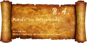 Mahács Afrodité névjegykártya
